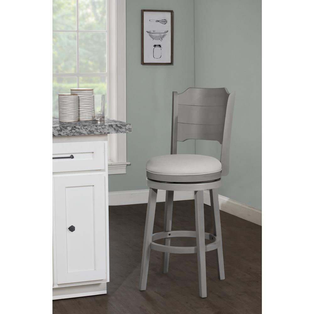 Clarion Wood Bar Height Swivel Stool, Distressed Gray. Picture 2