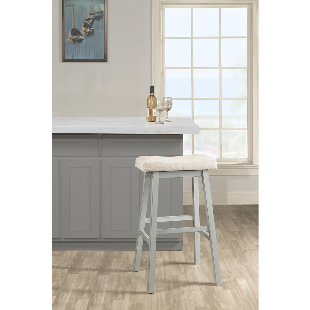 Moreno Non-Swivel Backless Counter Height Stool - Blue Gray Wood Finish. Picture 1