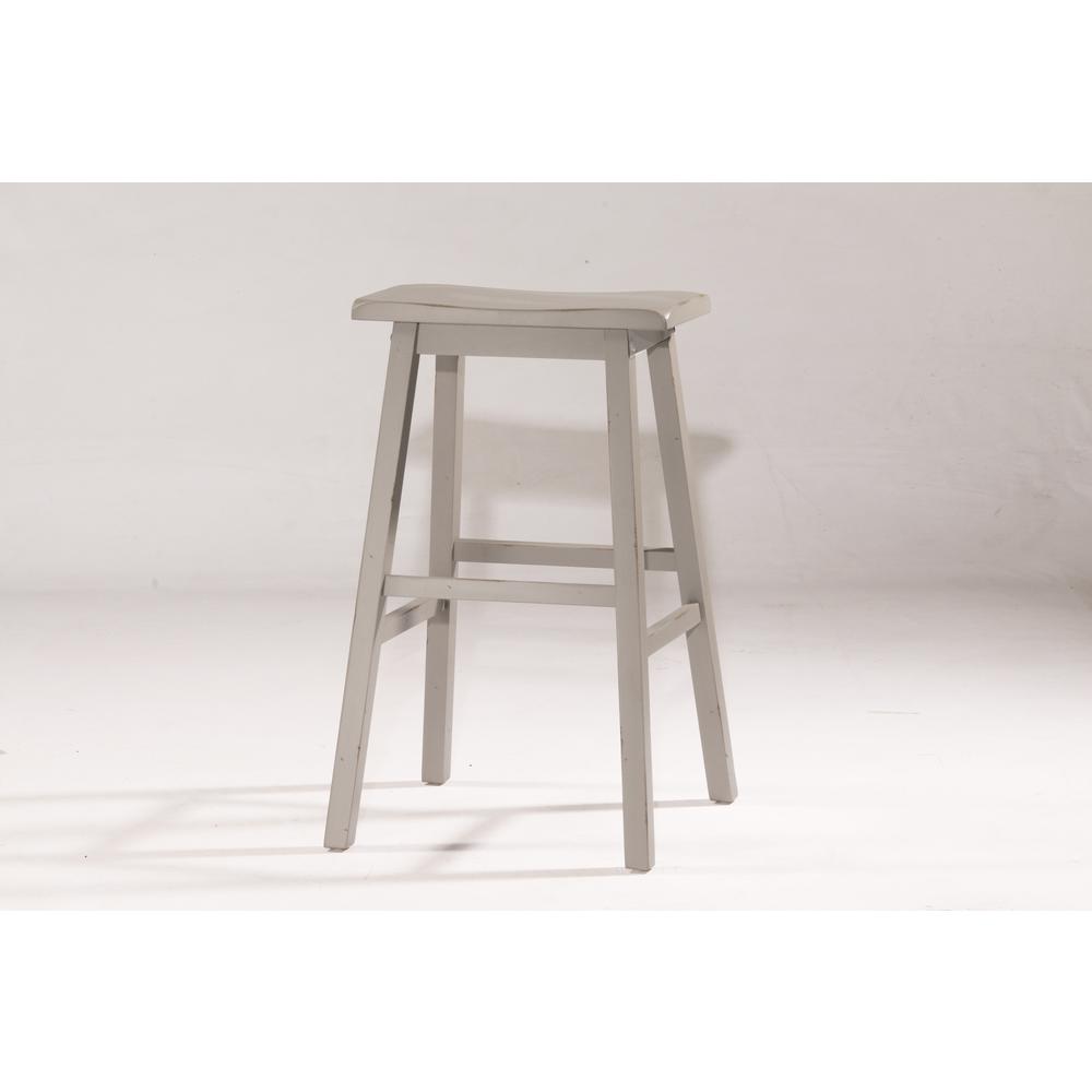 Moreno Non-Swivel Backless Counter Height Stool - Distressed Gray Wood Finish. Picture 2