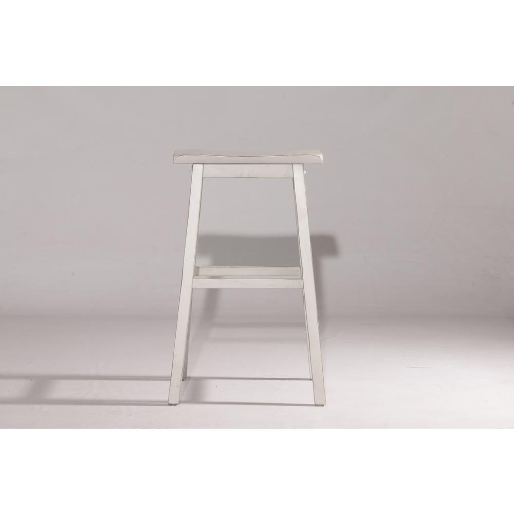 Moreno Non-Swivel Backless Bar Height Stool - Sea White Wood Finish. Picture 3