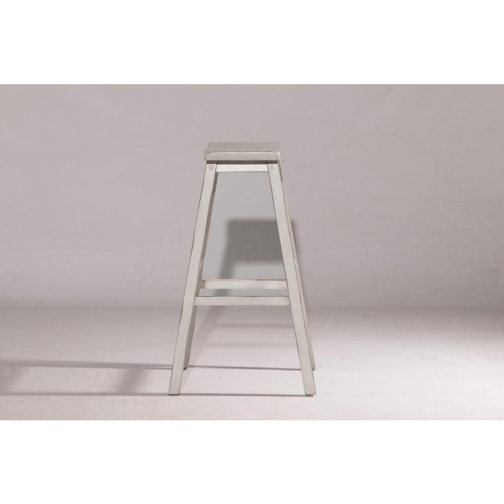 Moreno Non-Swivel Backless Bar Height Stool - Sea White Wood Finish. Picture 5