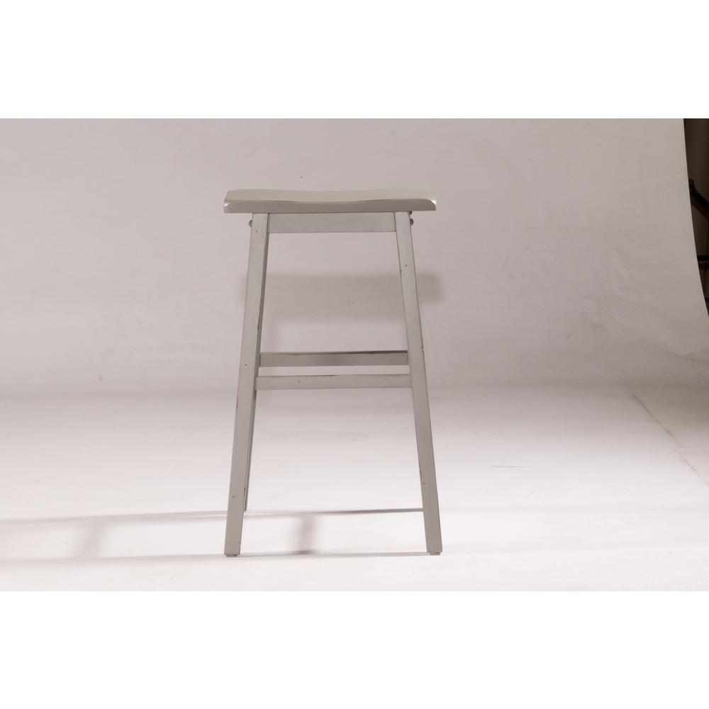 Moreno Non-Swivel Backless Bar Height Stool - Distressed Gray Wood Finish. Picture 3