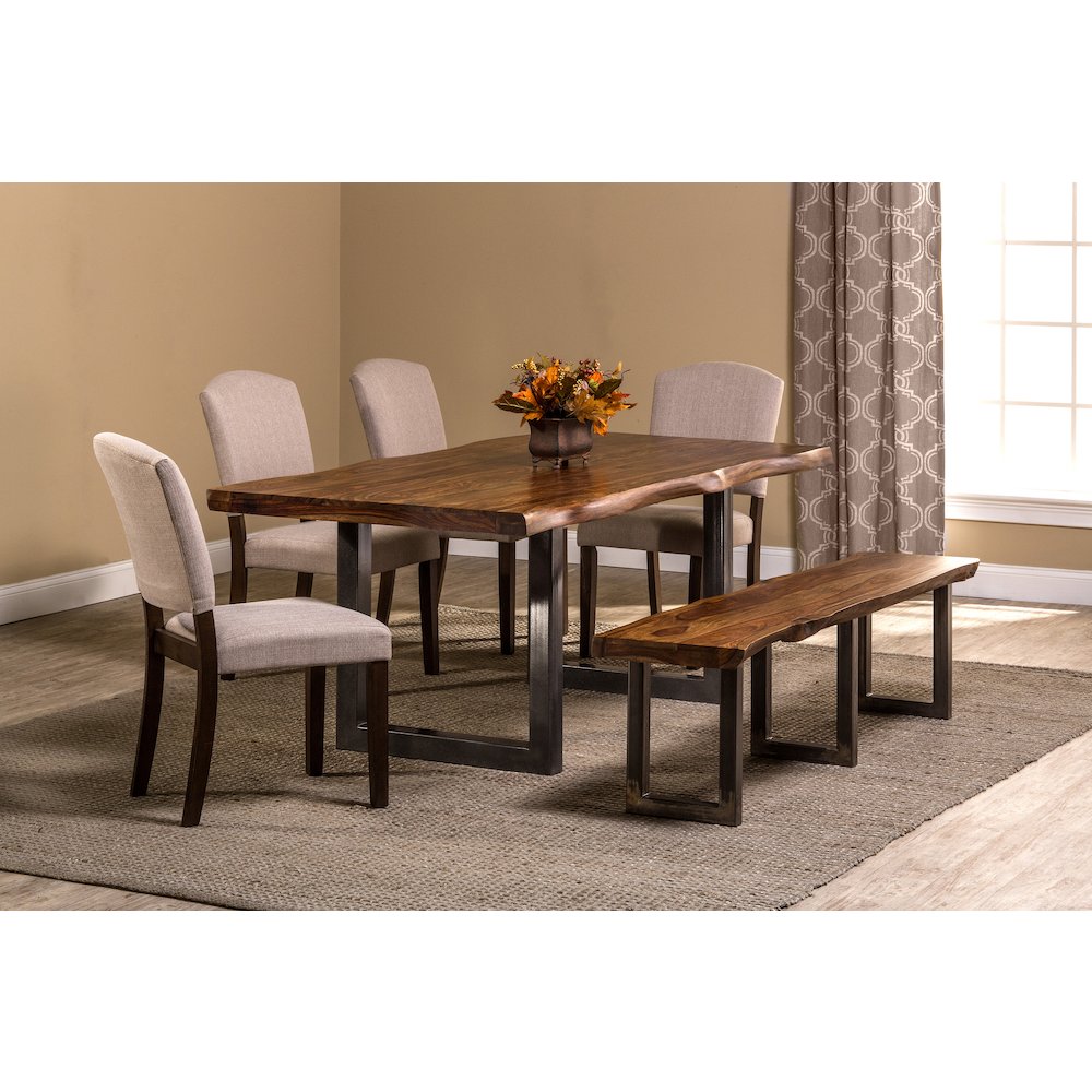 Emerson 6-Piece Rectangle Dining Set with One (1) Bench and Four (4) Chairs - Natural Sheesham. Picture 2