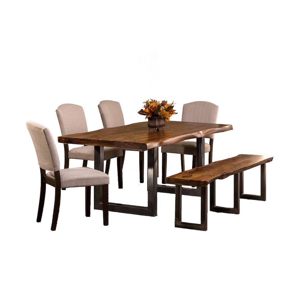 Emerson 6-Piece Rectangle Dining Set with One (1) Bench and Four (4) Chairs - Natural Sheesham. The main picture.