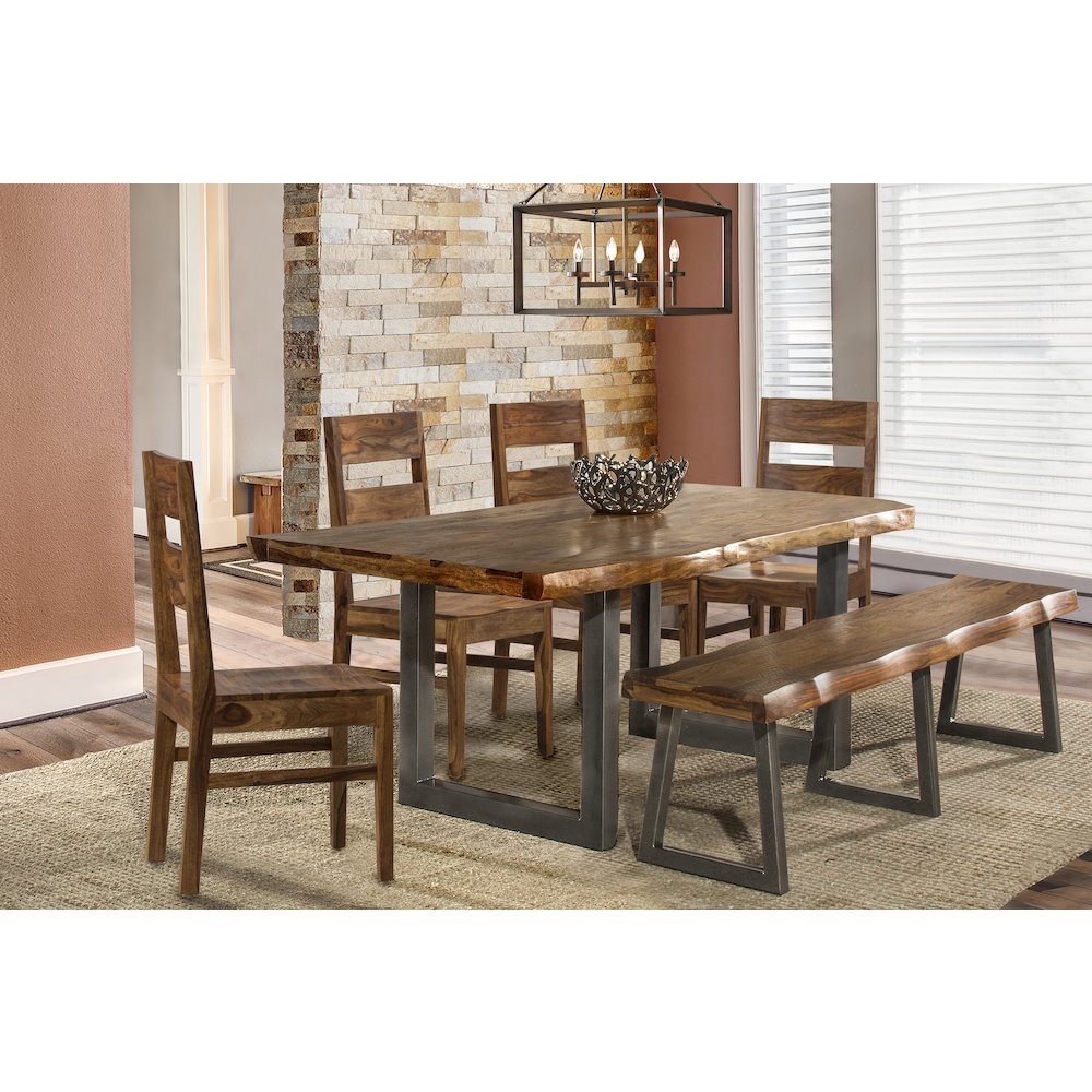 Emerson 6-Piece Rectangle Dining Set with One (1) Bench and Four (4) Chairs - Natural Sheesham. Picture 3