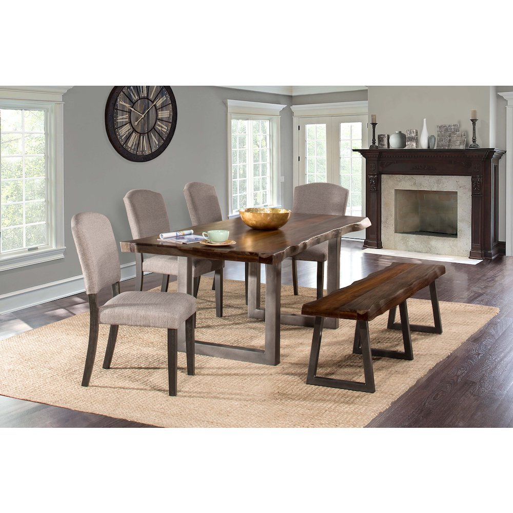 Emerson 6-Piece Rectangle Dining Set with One (1) Bench and Four (4) Chairs - Gray Sheesham. Picture 1