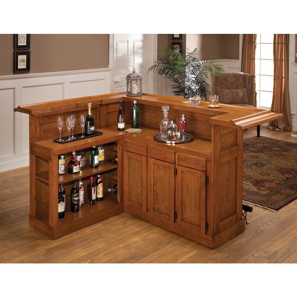 Classic Large Oak Bar with Side Bar