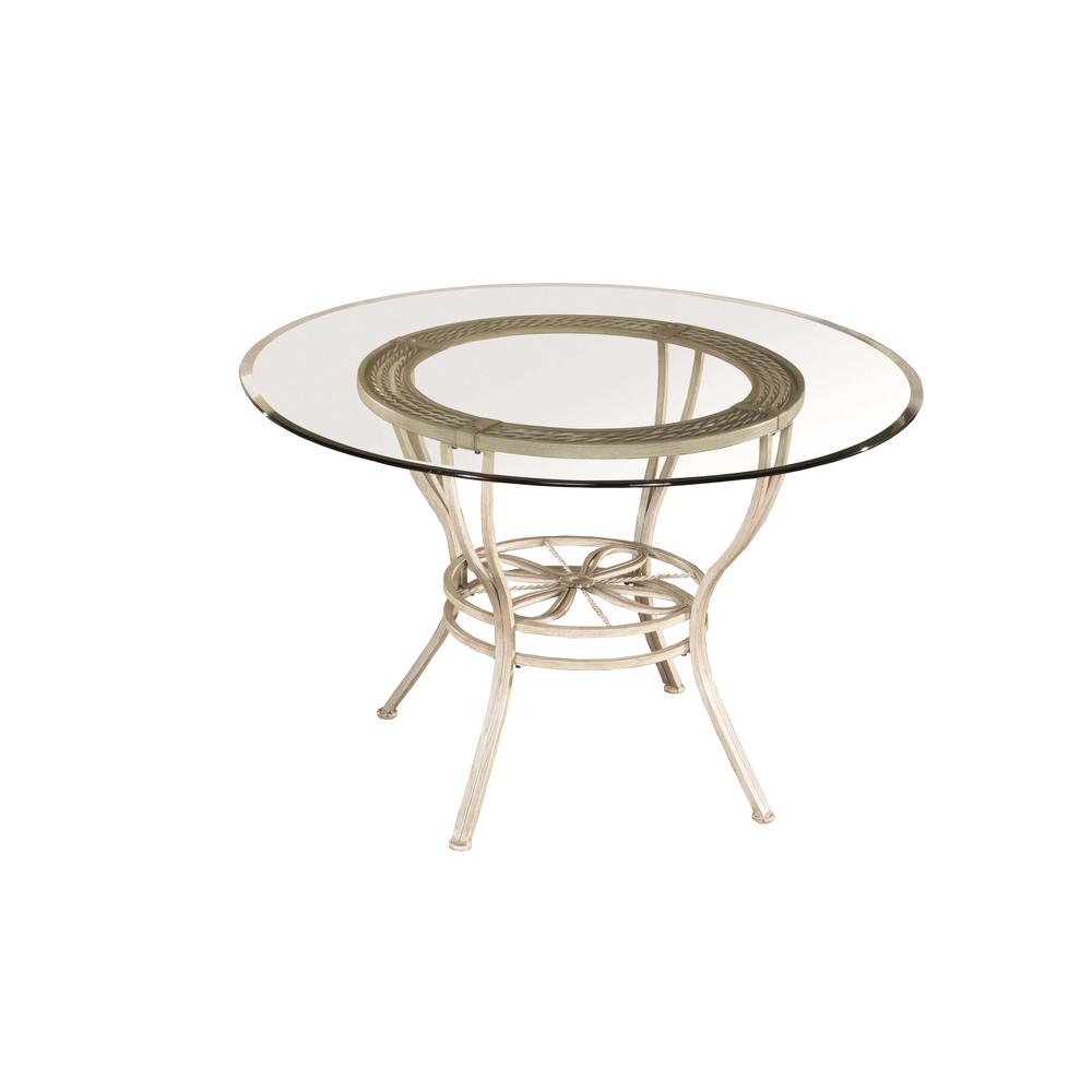 Metal Round Dining Table, Aged Ivory. Picture 1