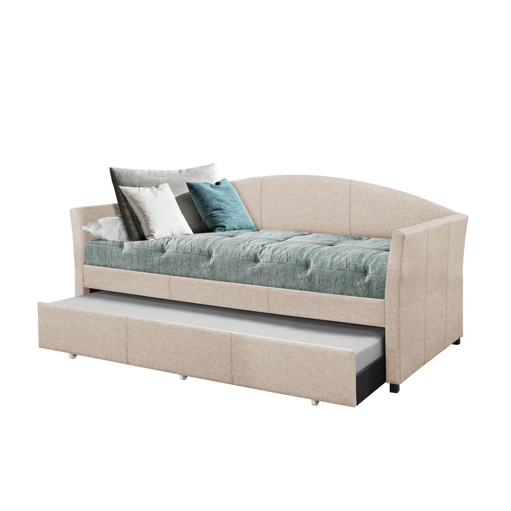 Westchester Upholstered Twin Daybed with Trundle, Fog. Picture 1