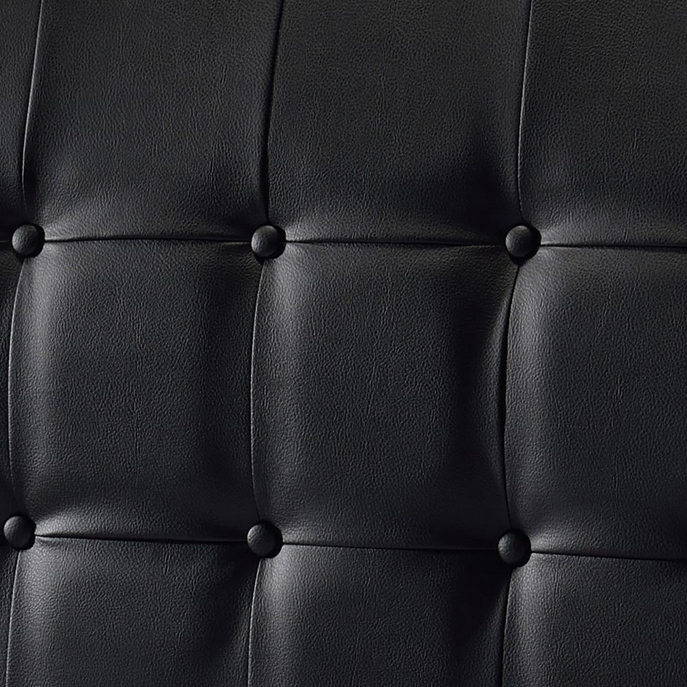 King Upholstered Headboard with Frame, Black Faux Leather. Picture 3