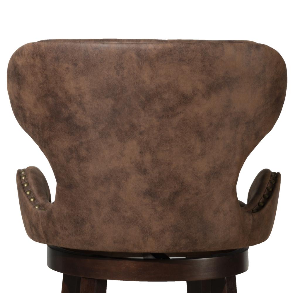 Mid-City Upholstered Wood Swivel Bar Height Stool, Chocolate. Picture 5