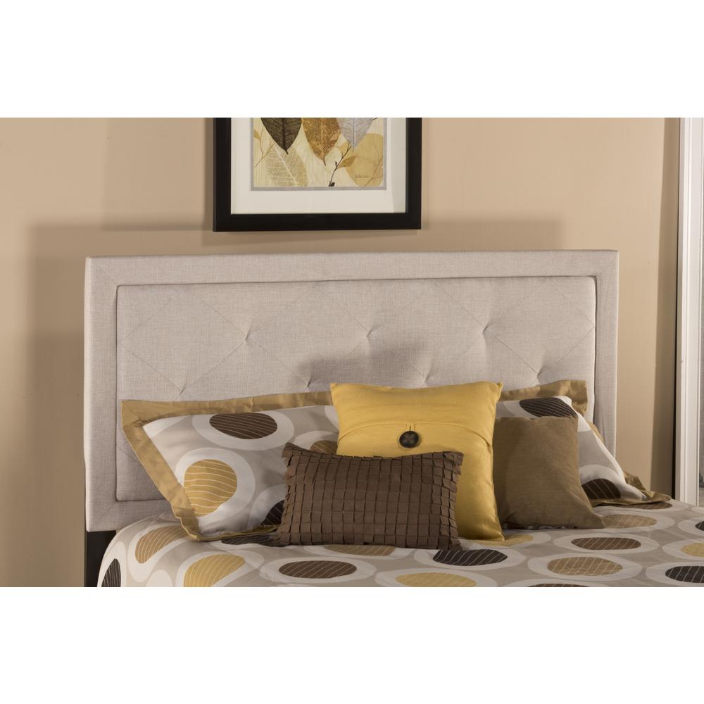 Becker Queen Upholstered Headboard with Frame, Cream. Picture 2