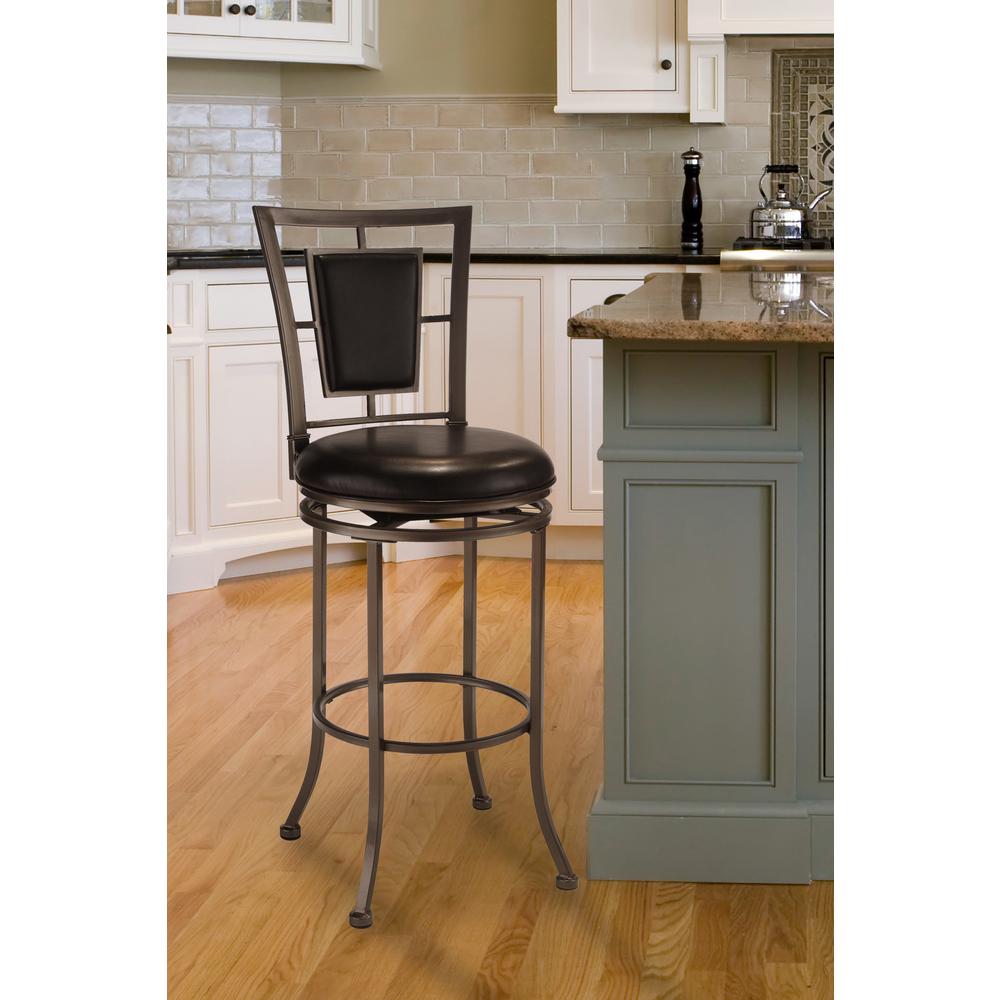 Metal Counter Height Swivel Stool, Stone Gray. Picture 2