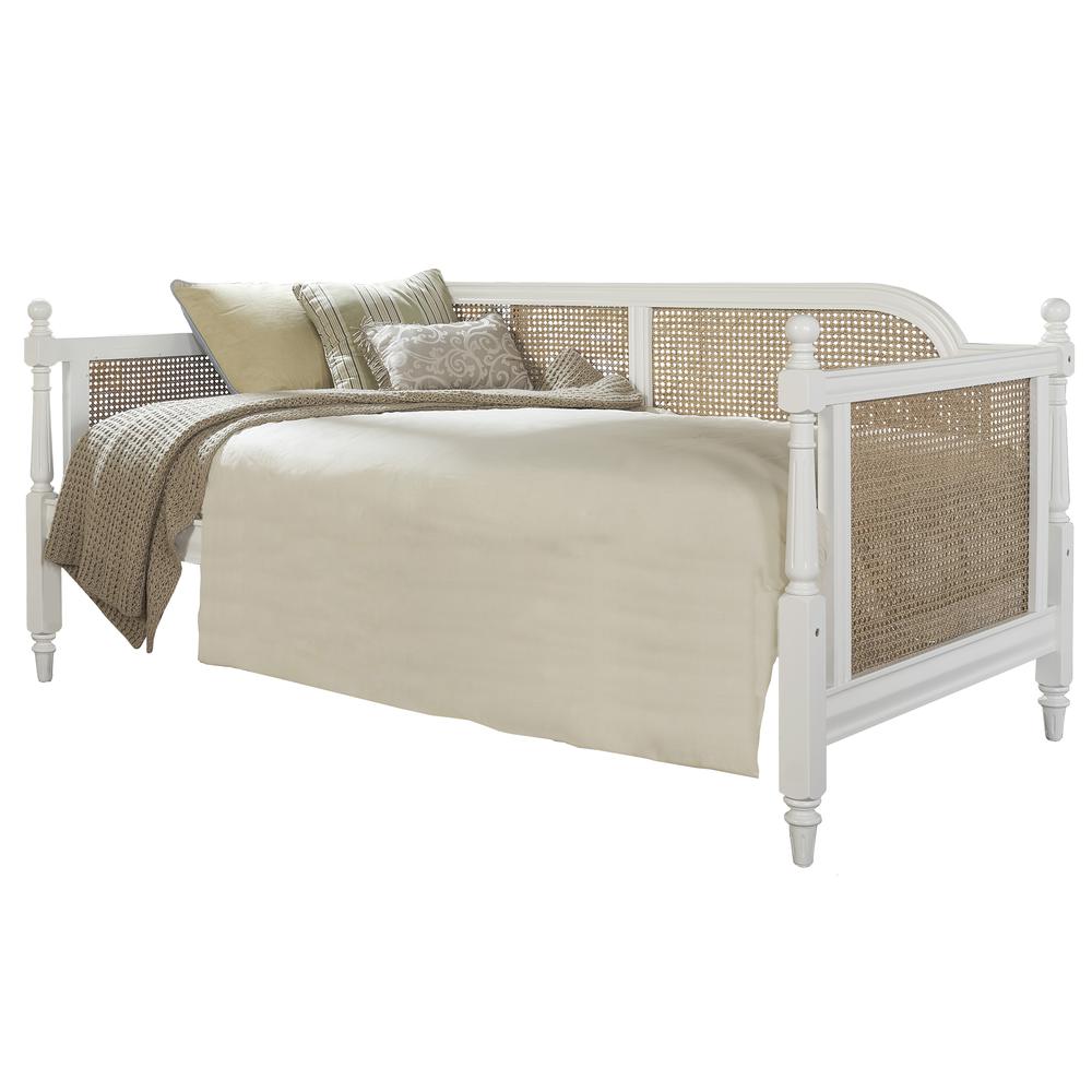 Melanie Wood and Cane Twin Daybed, White. Picture 1