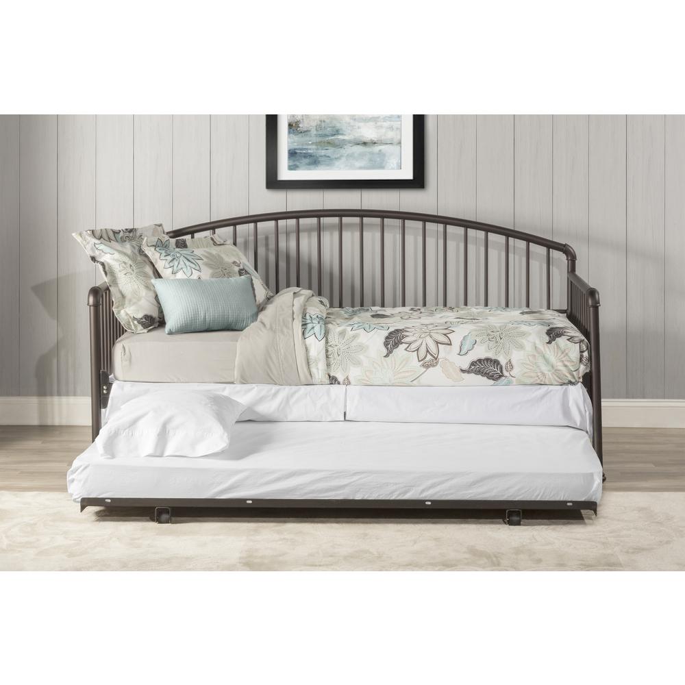 Brandi Metal Twin Daybed with Roll Out Trundle, Oiled Bronze. Picture 3