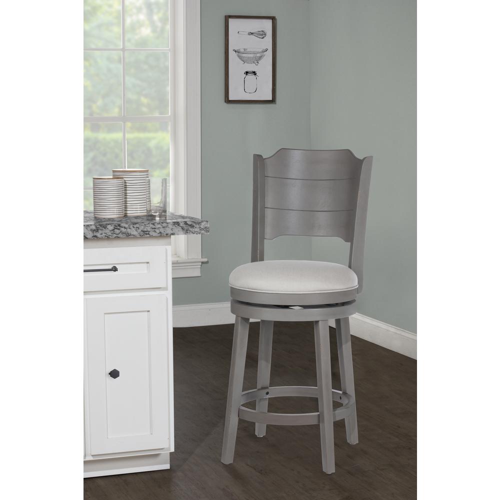 Clarion Swivel Counter Height Stool - Distressed Gray Wood Finish. Picture 2
