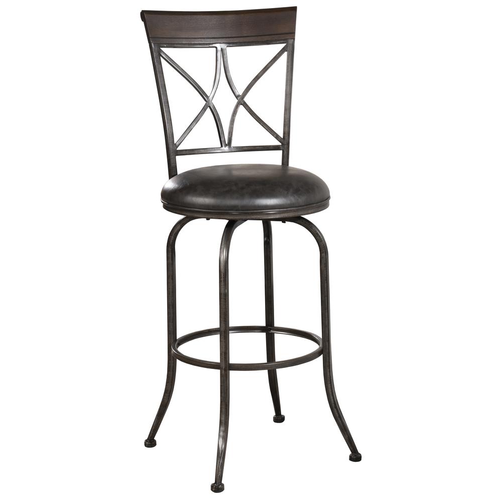 Killona Metal Bar Height Swivel Stool, Antique Pewter. Picture 1