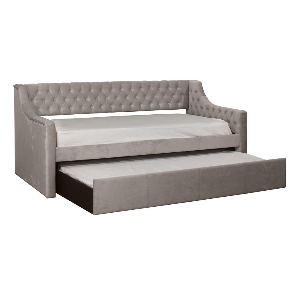 Upholstered Twin Daybed with Trundle, Silver Gray. Picture 1