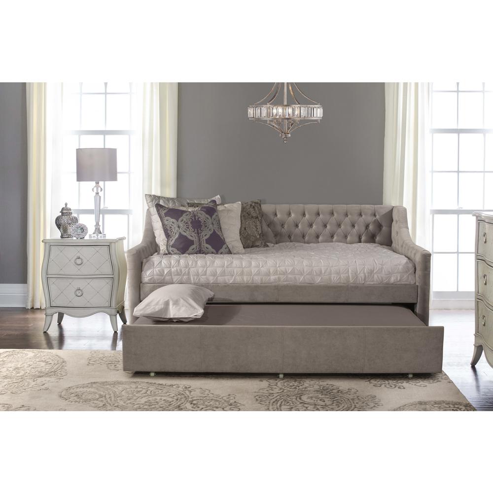 Upholstered Twin Daybed with Trundle, Silver Gray. Picture 5