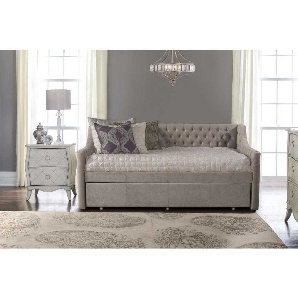 Upholstered Twin Daybed with Trundle, Silver Gray. Picture 4
