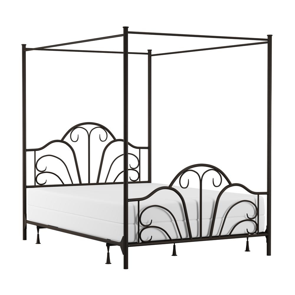 Dover Full Metal Canopy Bed, Textured Black. Picture 1