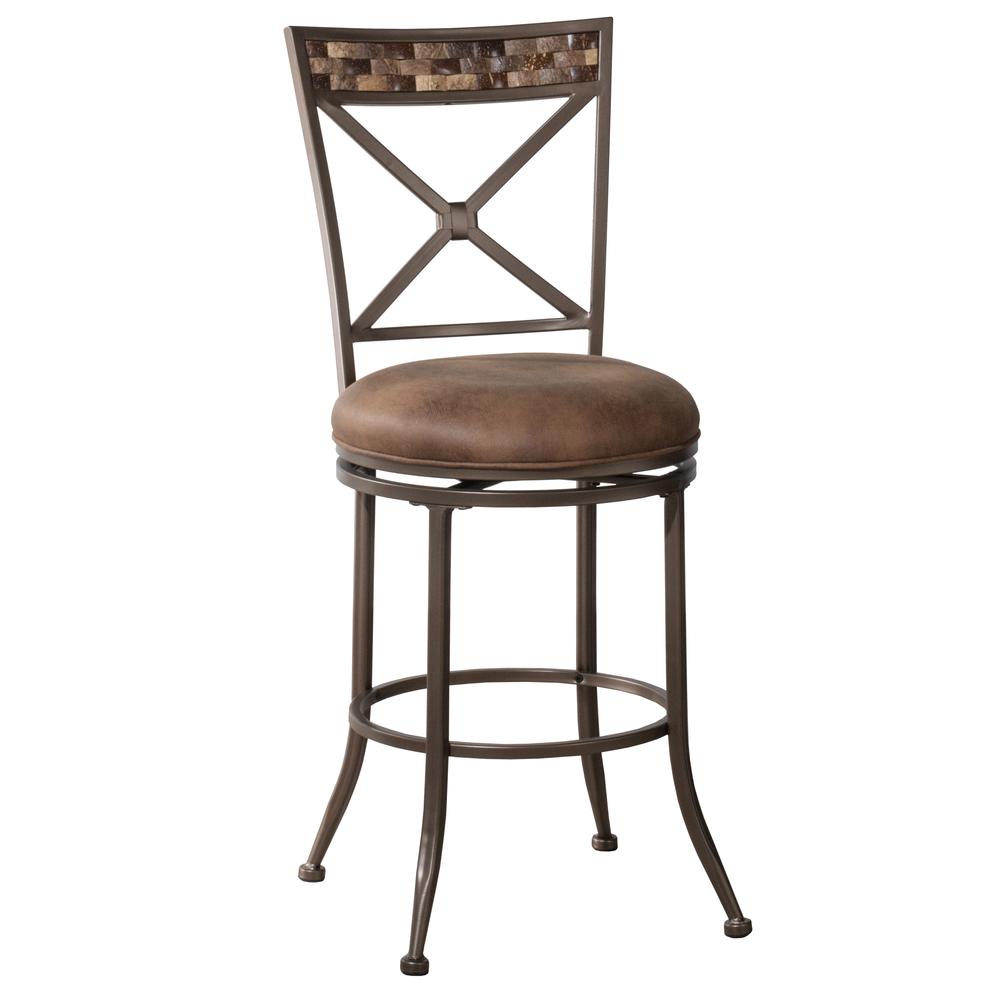 Metal Counter Height Swivel Stool, Brown. Picture 1