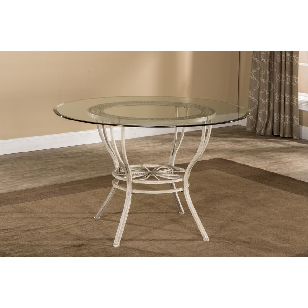 Metal Round Dining Table, Aged Ivory. Picture 2