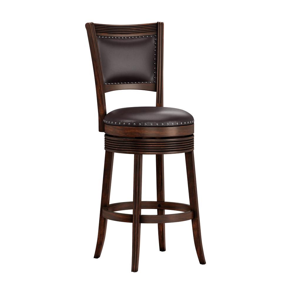 Hillsdale Furniture Lockefield Wood Bar Height Swivel Stool, Brown Cherry. The main picture.