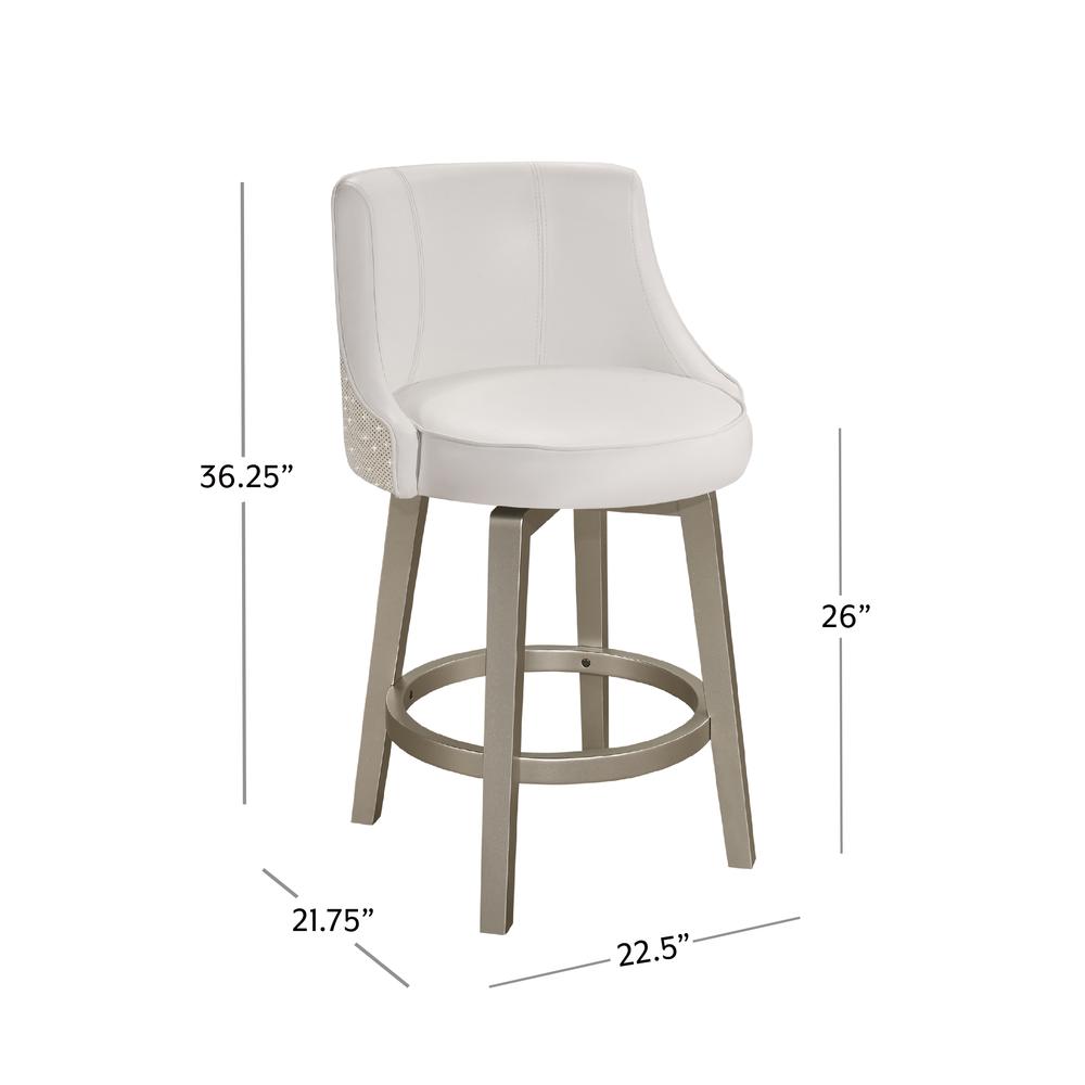 Stonebrooke Wood and Upholstered Counter Height Swivel Stool, Champagne. Picture 6