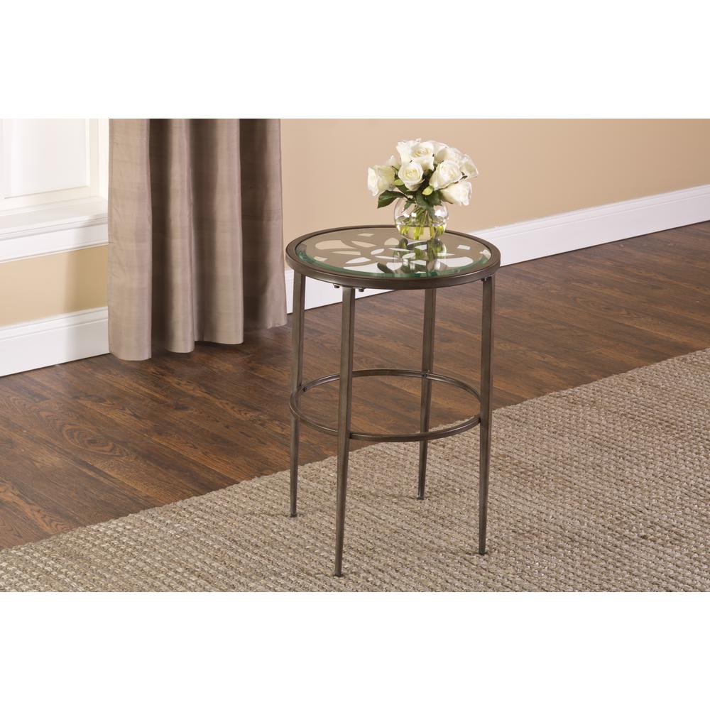 Metal End Table, Gray with Brown Rub. Picture 2