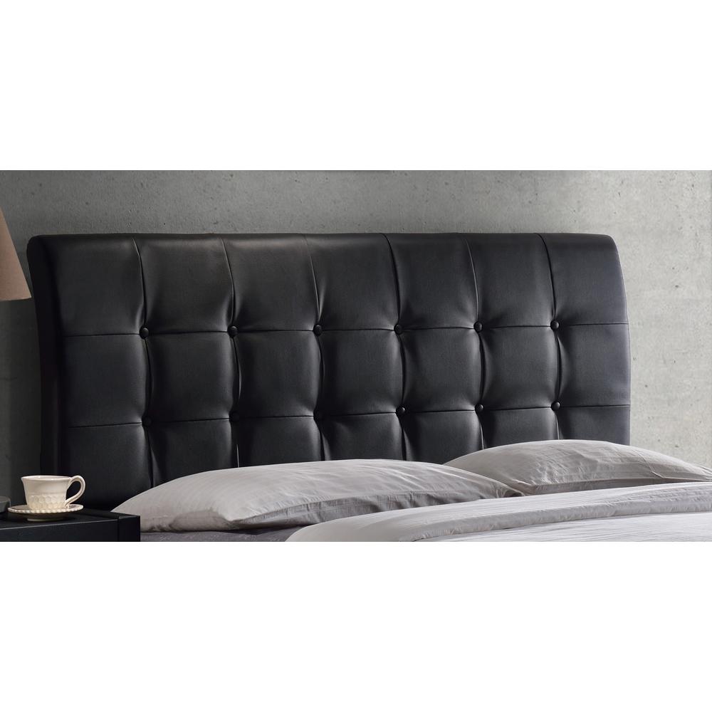 Lusso Full Upholstered Headboard with Frame, Black Faux Leather. Picture 2
