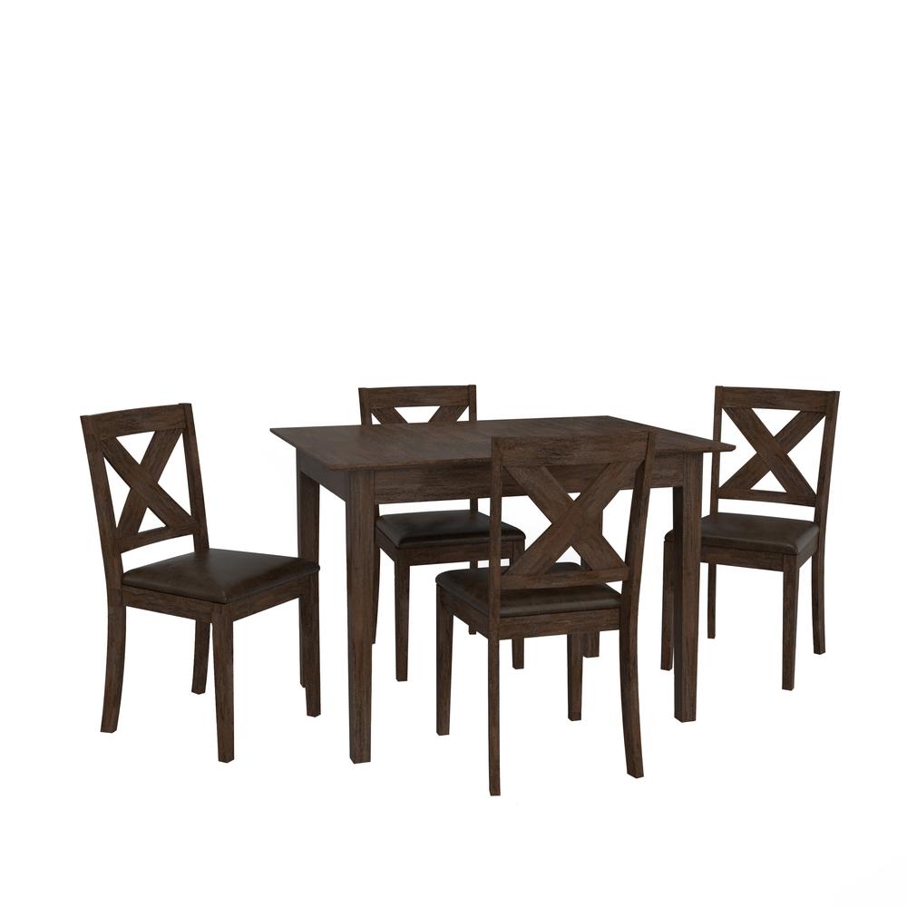 Spencer Wood 5 Piece Dining Set with X-Back Dining Chairs. Picture 2