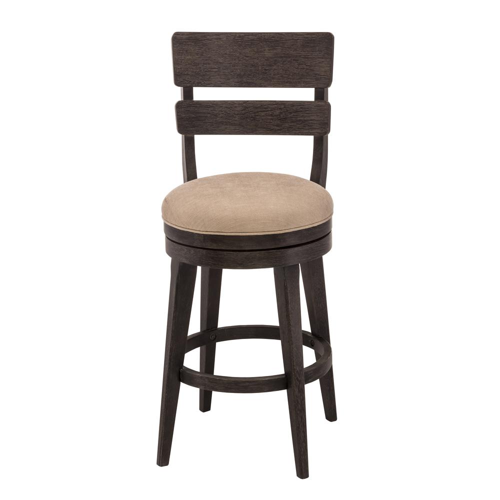 Wood Counter Height Swivel Stool, Brown/Gray Wire Brush. Picture 1