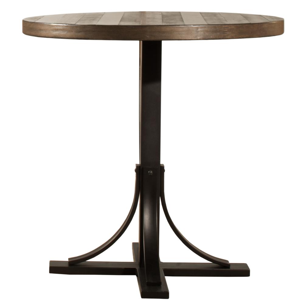Wood Round Counter Height Dining Table with Metal Pedestal Base. Picture 1