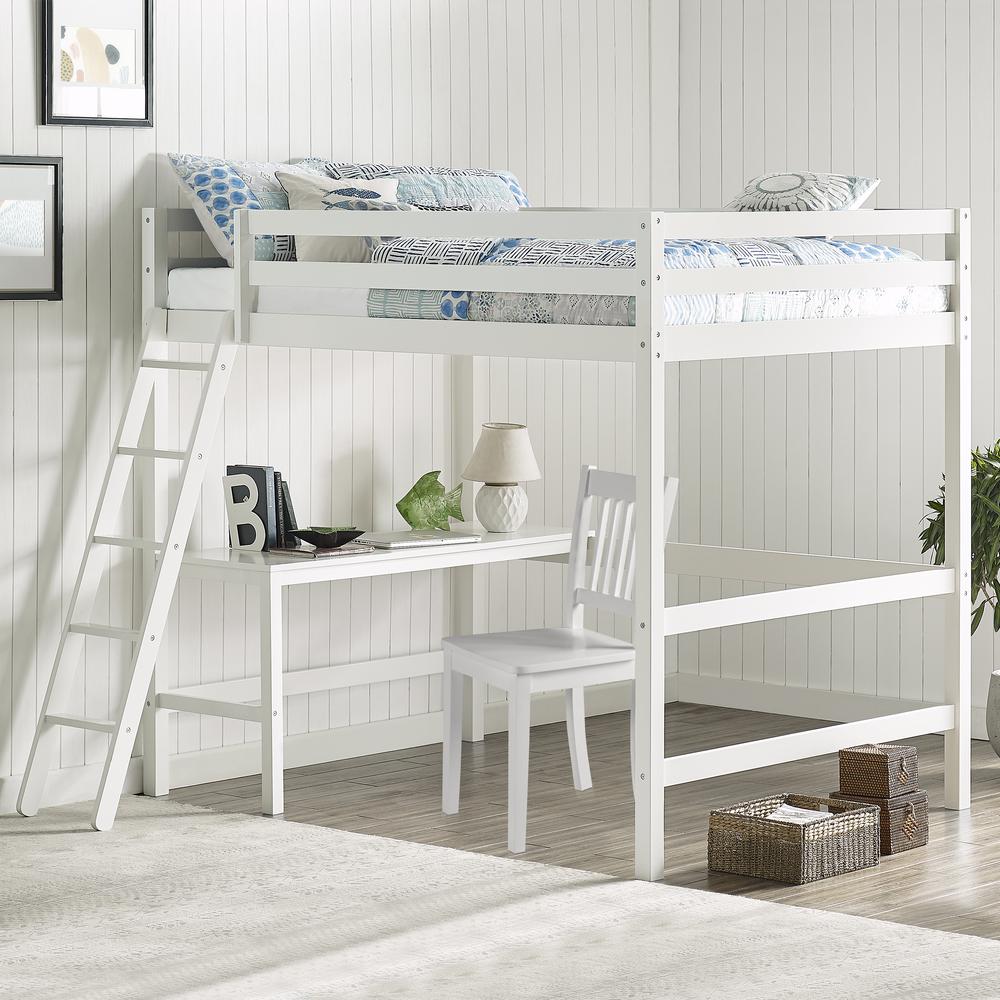 Hillsdale Kids and Teen Caspian Full Loft Bed with Desk Chair, White. Picture 2