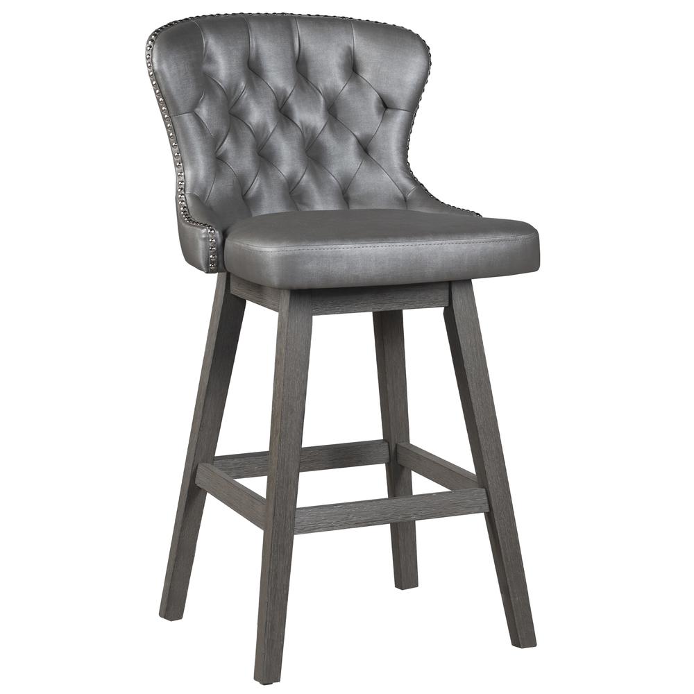 Hillsdale Furniture, Rosabella Wood Bar Height Swivel Stool, Gray Wire Brush. Picture 1