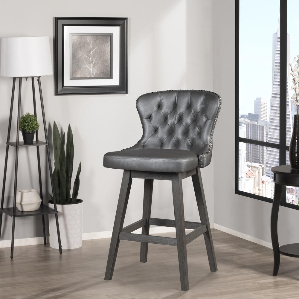 Hillsdale Furniture, Rosabella Wood Bar Height Swivel Stool, Gray Wire Brush. Picture 2
