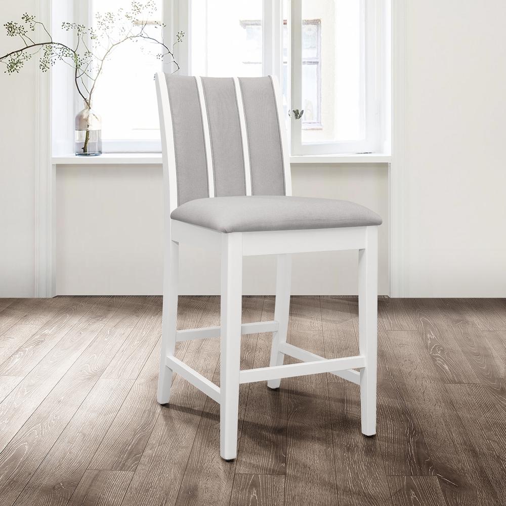Iris  Wood Counter Height Stool, White. Picture 3