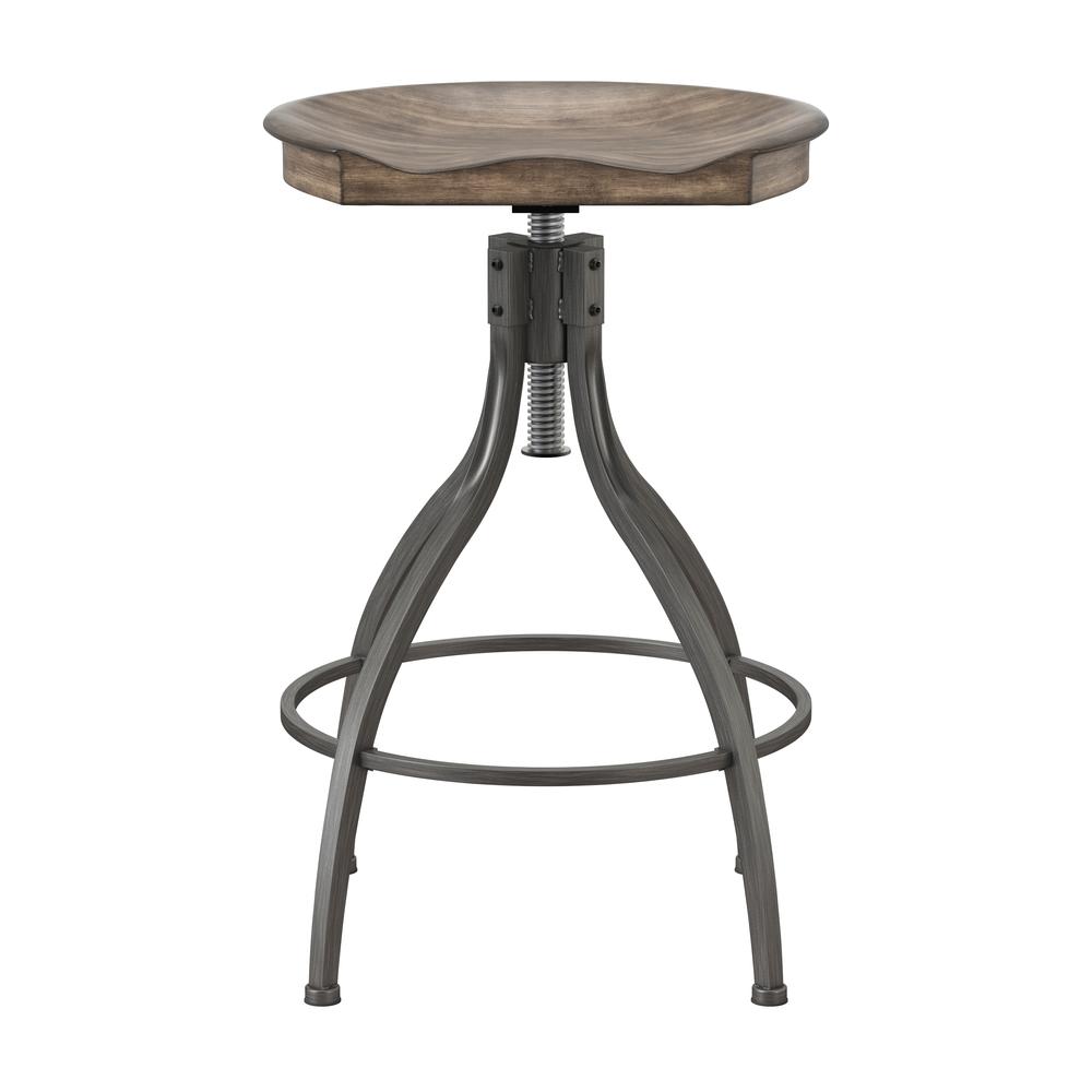 Worland Backless Metal Adjustable Height Stool, Gray Metal. Picture 2