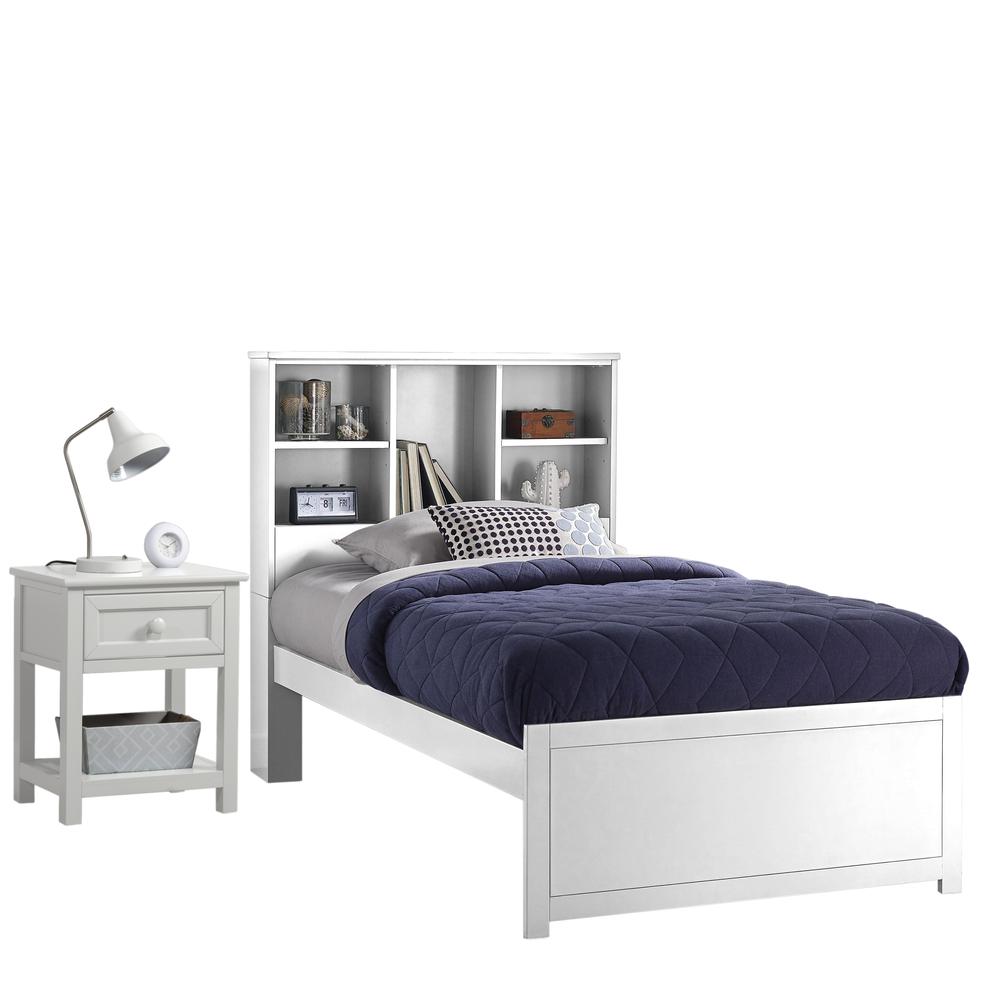 Hillsdale Kids and Teen Caspian Twin Bookcase Bed with Nightstand, White. Picture 1