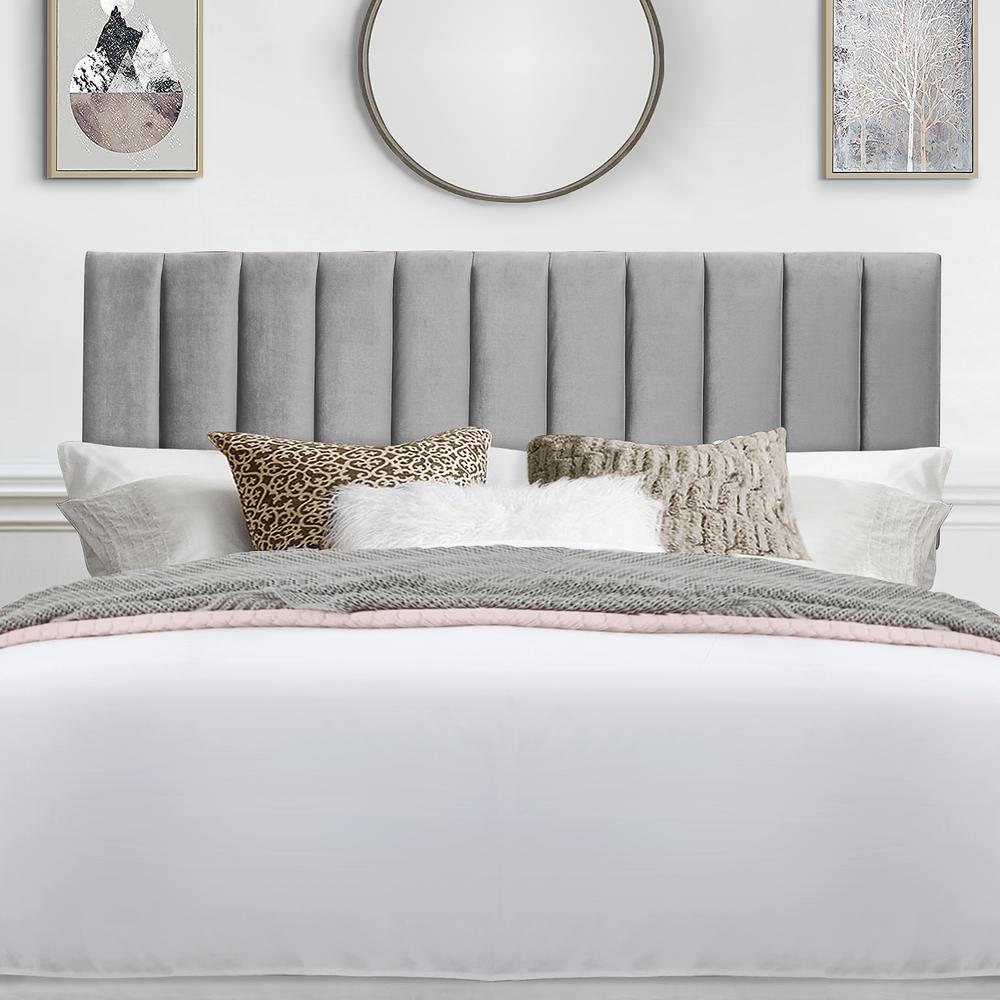 Crestone Upholstered King Headboard, Silver/Gray. Picture 9