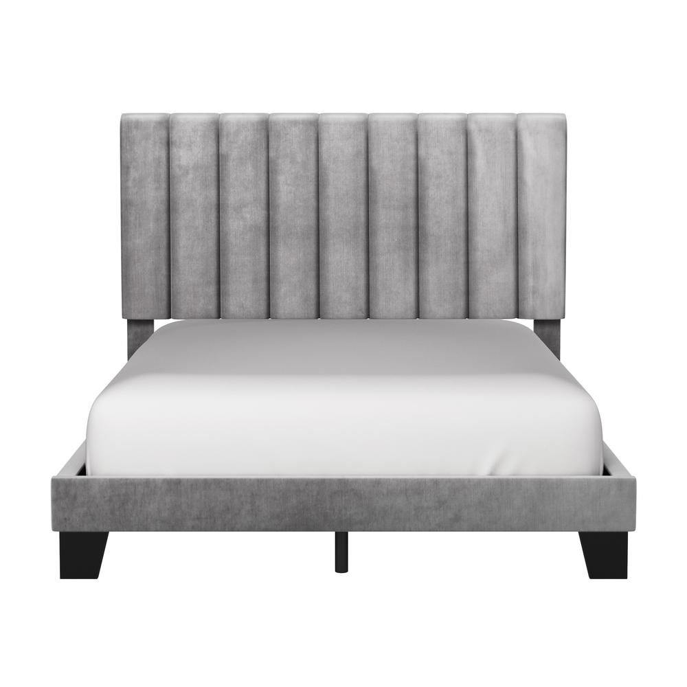 Crestone Upholstered Queen Platform Bed, Silver/Gray. Picture 2