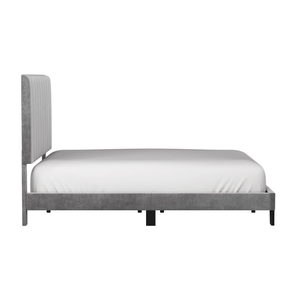 Crestone Upholstered Queen Platform Bed, Silver/Gray. Picture 3