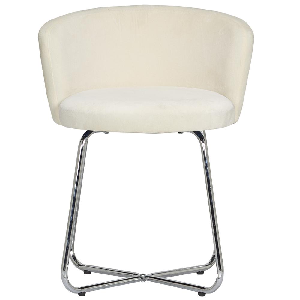 Marisol Metal Vanity Stool, Chrome with Off White Fabric. Picture 3