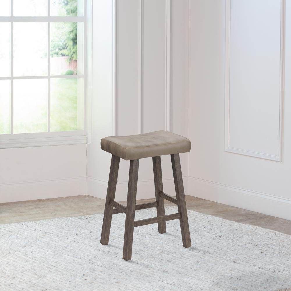 Hillsdale Furniture Saddle Wood Backless Counter Height Stool, Rustic Gray. Picture 3