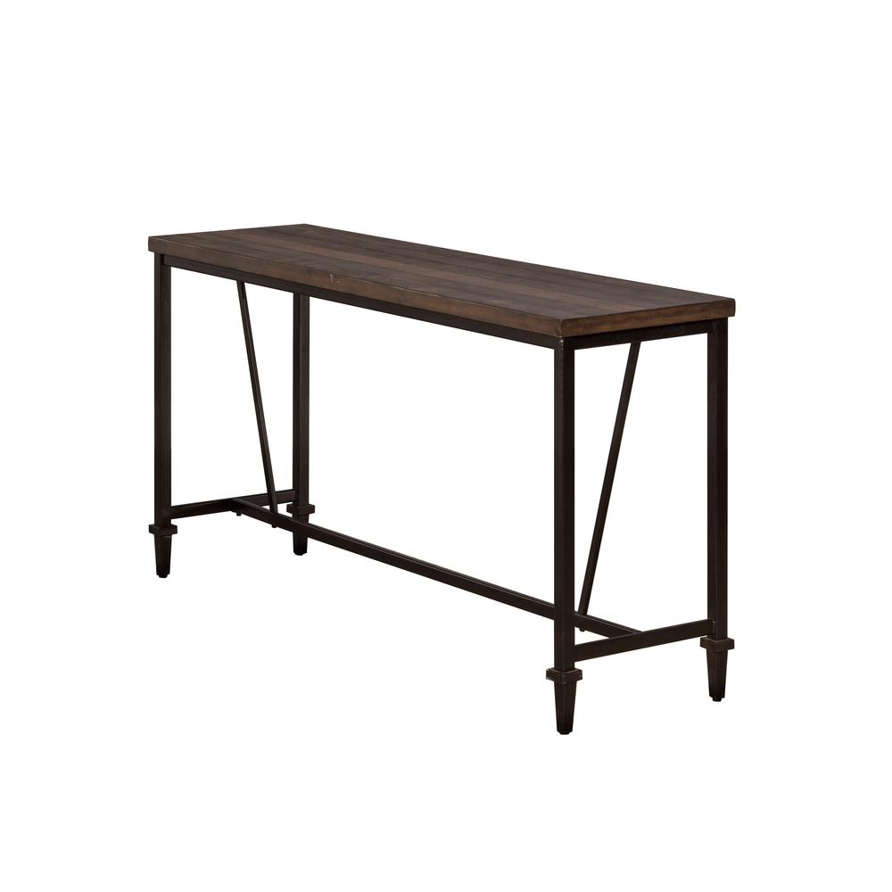 Trevino Metal Sofa Table with Wood Top, Distressed Walnut/ Copper Brown. Picture 1