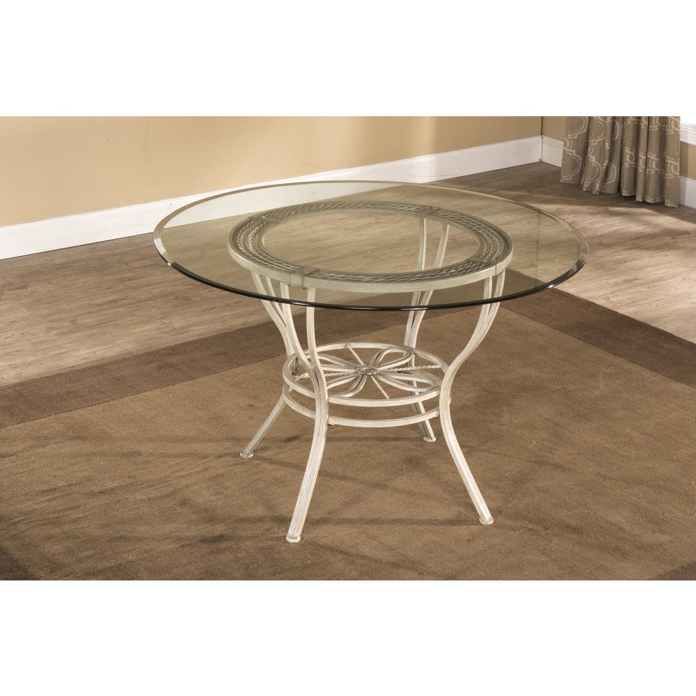 Metal Round Dining Table, Aged Ivory. Picture 3