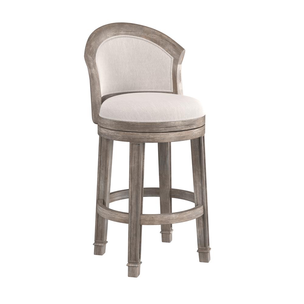 Wood Bar Height Swivel Stool, Distressed Dark Gray. Picture 1