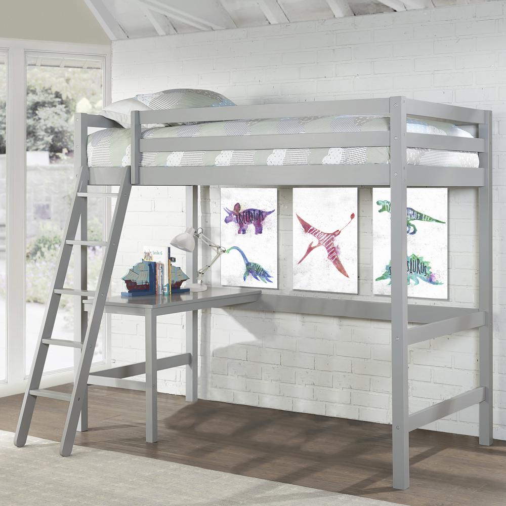 Hillsdale Kids and Teen Caspian Wood Twin Loft Bed, Gray. Picture 10