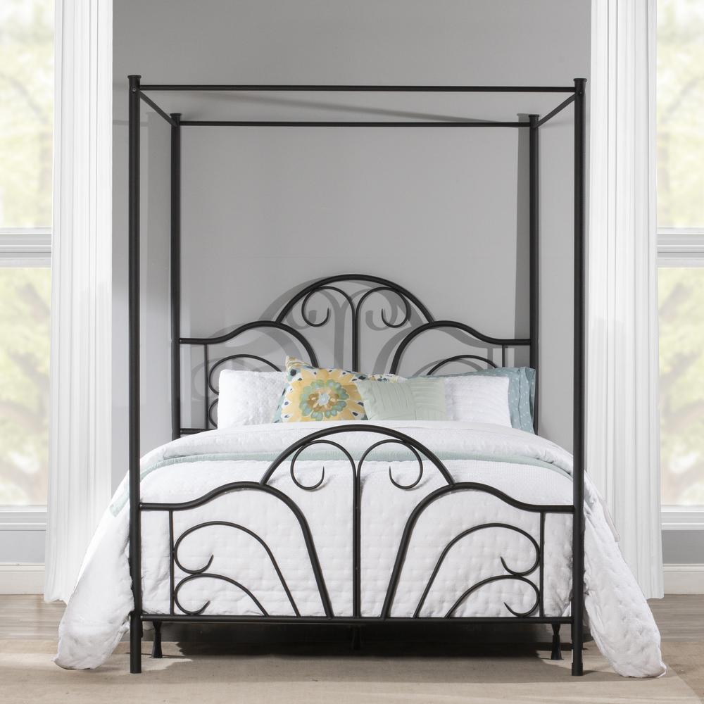 Dover Full Metal Canopy Bed, Textured Black. Picture 3